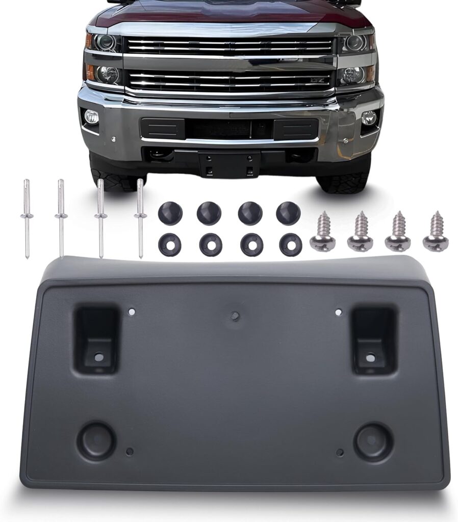 WOZUA Front Bumper License Plate Brackets Holder Mounting for Chevy Chevrolet Silverado 2500 2015 2016 2017 2018 2019 Replacement for GM1068157